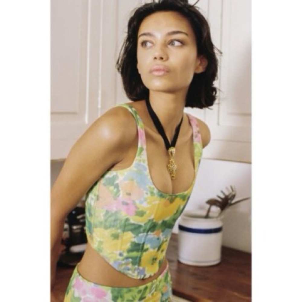 NWT With Jean Floral Corset Top XXS